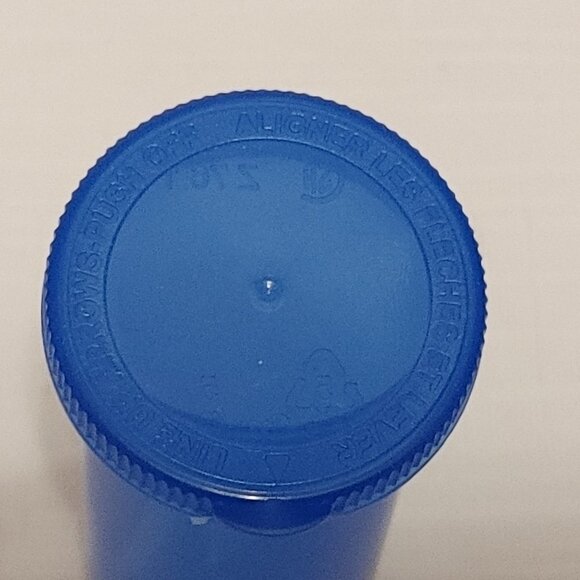 RETRO Pill Prescription Bottle Empty Plastic Cobalt With Snap Top Lid - Picture 2 of 6
